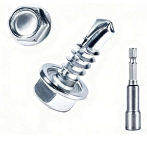 Zinc-Plated Hex Head Self-Drilling Screws with Nuts-Metal