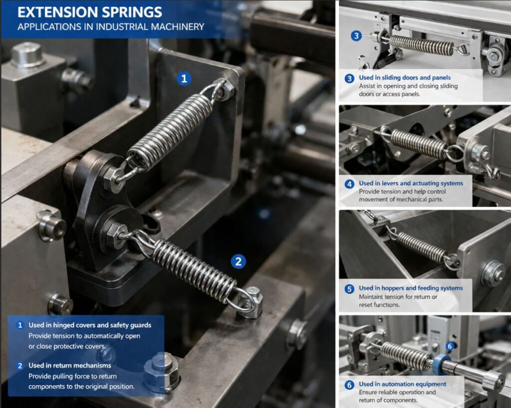 Precision extension springs used in automation equipment systems