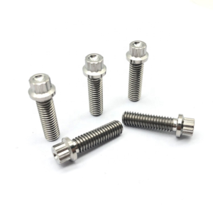 TC4 titanium 12 point flange bolt manufactured with CNC machining by KAIFORGE