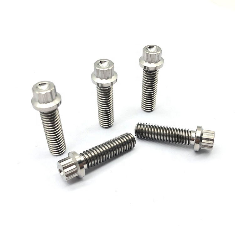 TC4 titanium 12 point flange bolt manufactured with CNC machining by KAIFORGE