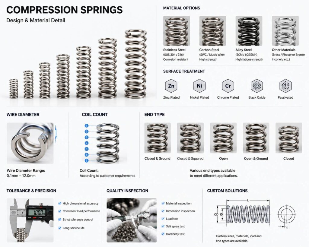 Custom compression springs manufactured by KAIFORGE for industrial applications