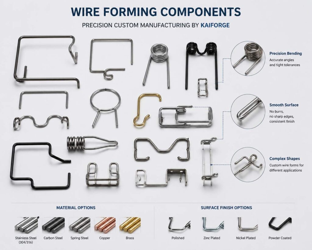Custom wire forming components manufactured by KAIFORGE for OEM industrial applications