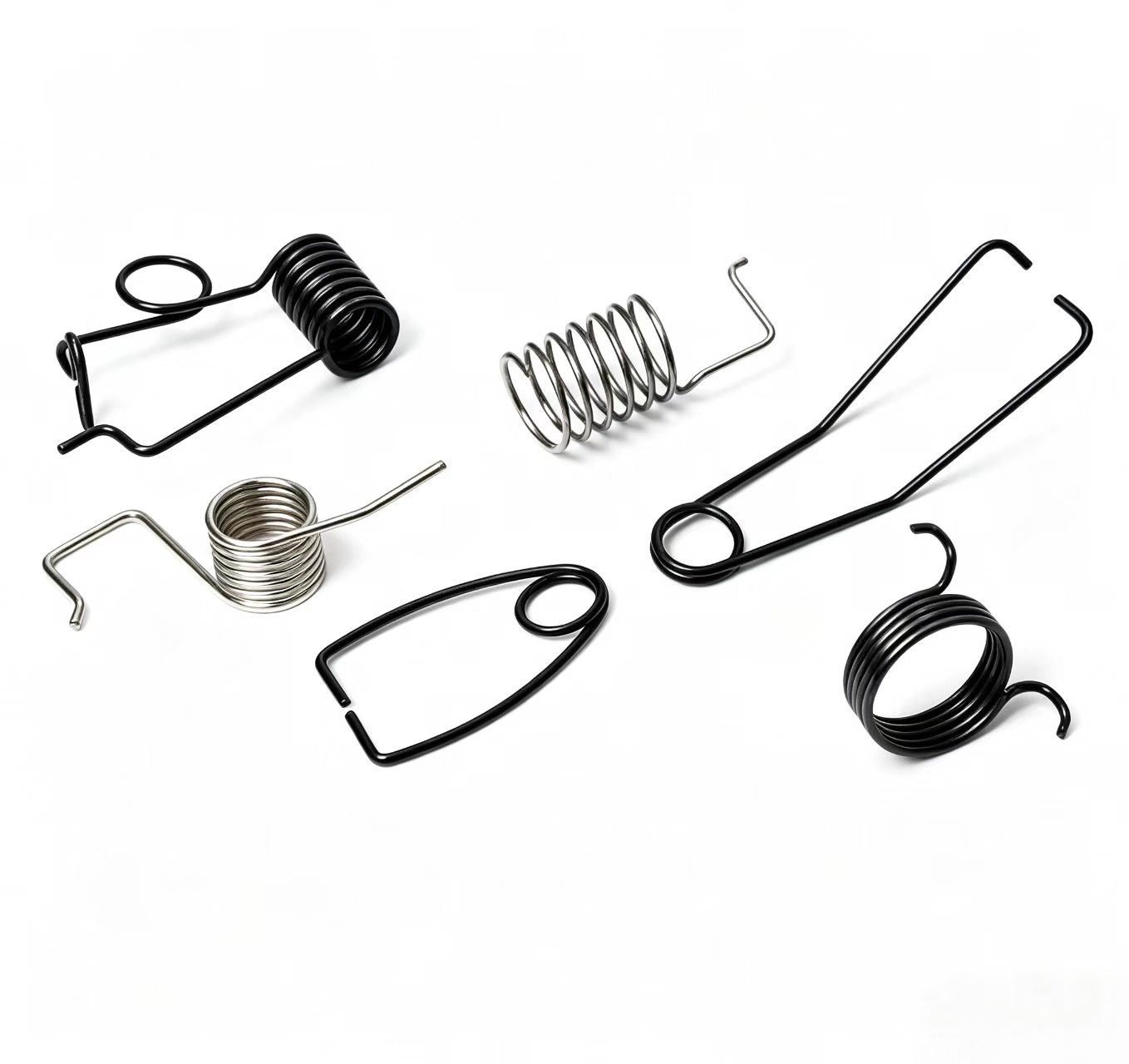 Torsion spring design detail showing coil structure and customized leg configuration by KAIFORGE